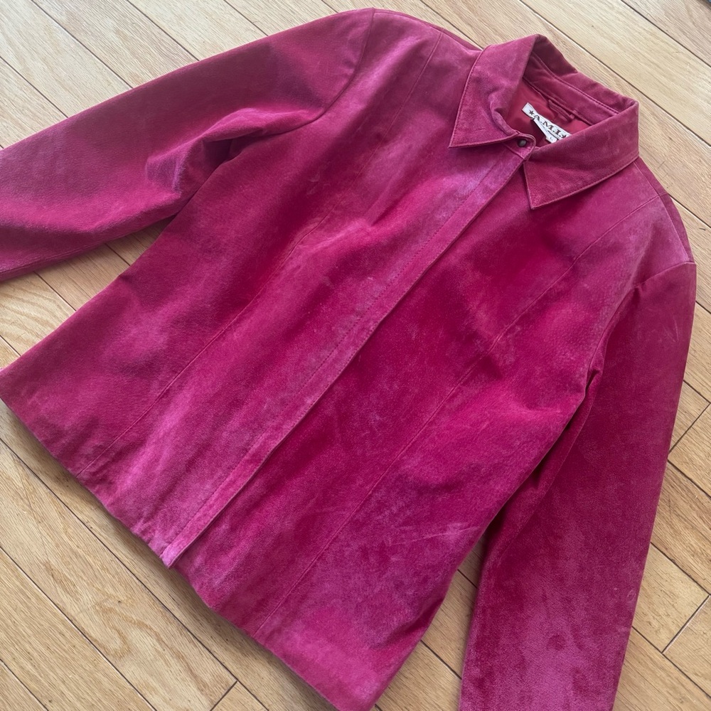 Vintage 90s Red Suede Leather Jacket – A.M.I.
